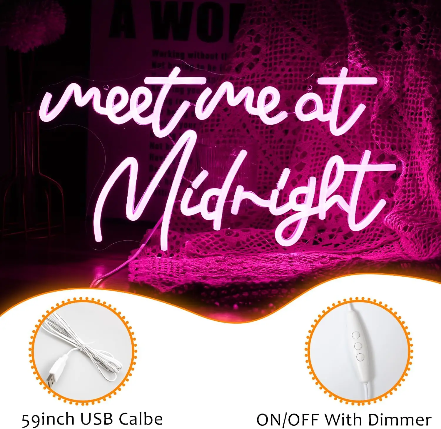 Encontre-me no Midnight Neon LED Light Sign, Wall Decor, Quarto, Bar, Caverna do homem, Iluminar