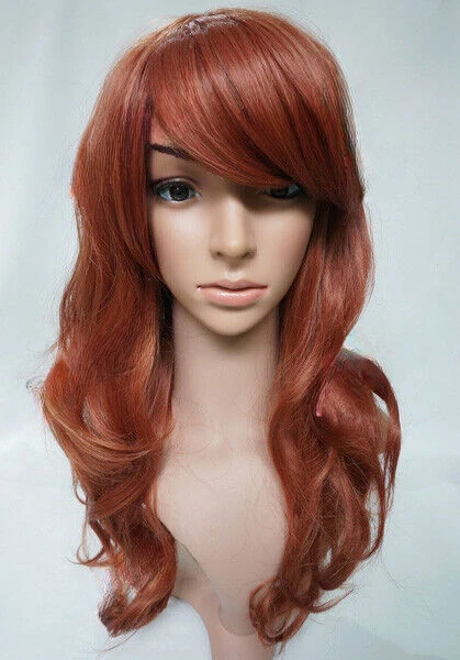 

Auburn Ginger Mix Ladies Full Long Wavy Natural Look Wigs