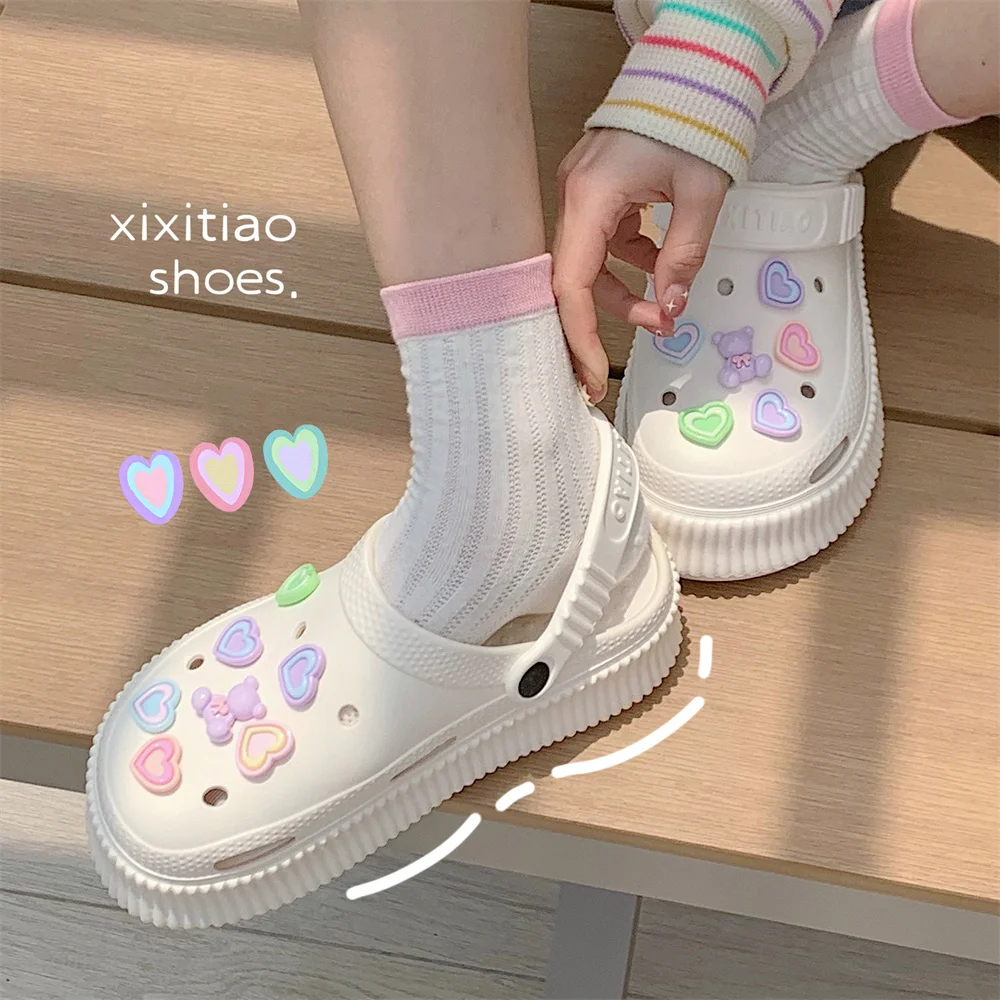 Women Garden Shoes Beach Sandals And Slippers Women's Summer EVA DIY Matsuke Thick Sole Feet Feeling Cute Hole Shoes