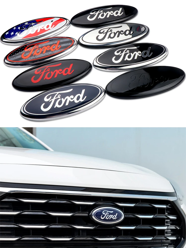 3D Plating Car Front Hood Emblem Bonnet Badges Trunk Decoration For Ford Fiesta Mondeo Fusion Explorer Escape Shelby Edge Taurus — 2