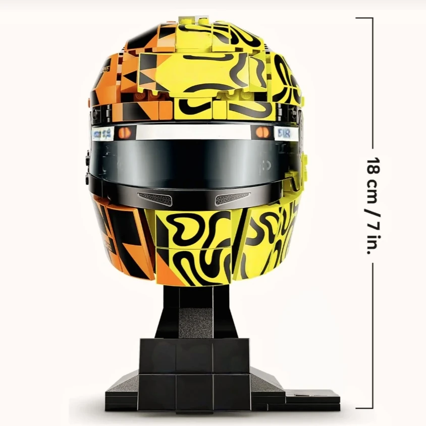 2026 New 793pcs Racing Car Racing Driver Lando Norris Helmet Yellow Building Block Puzzle Model Toys For Ornament Birthday Gifts view 6