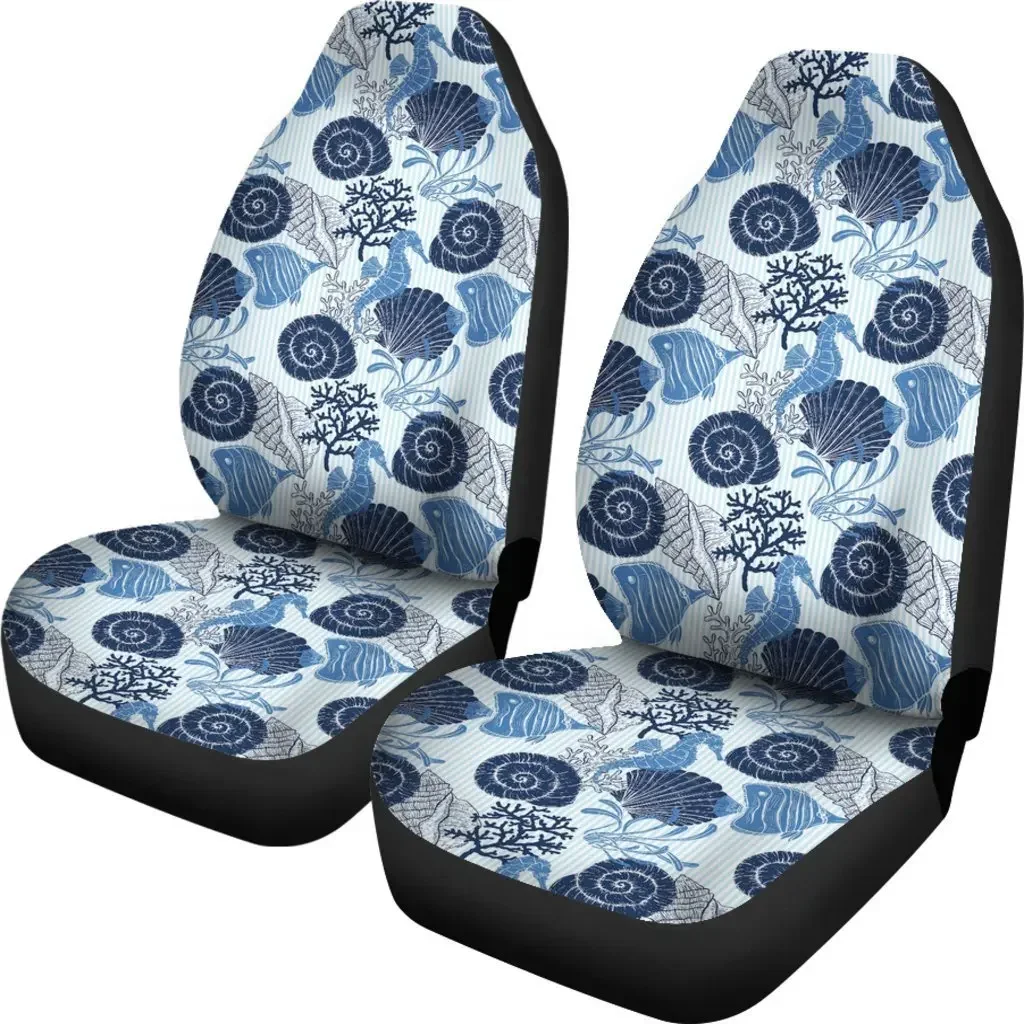 Ocean Pattern Print Seat Cover Car Seat Covers Set 2 Pc, Car Accessories Car Mats