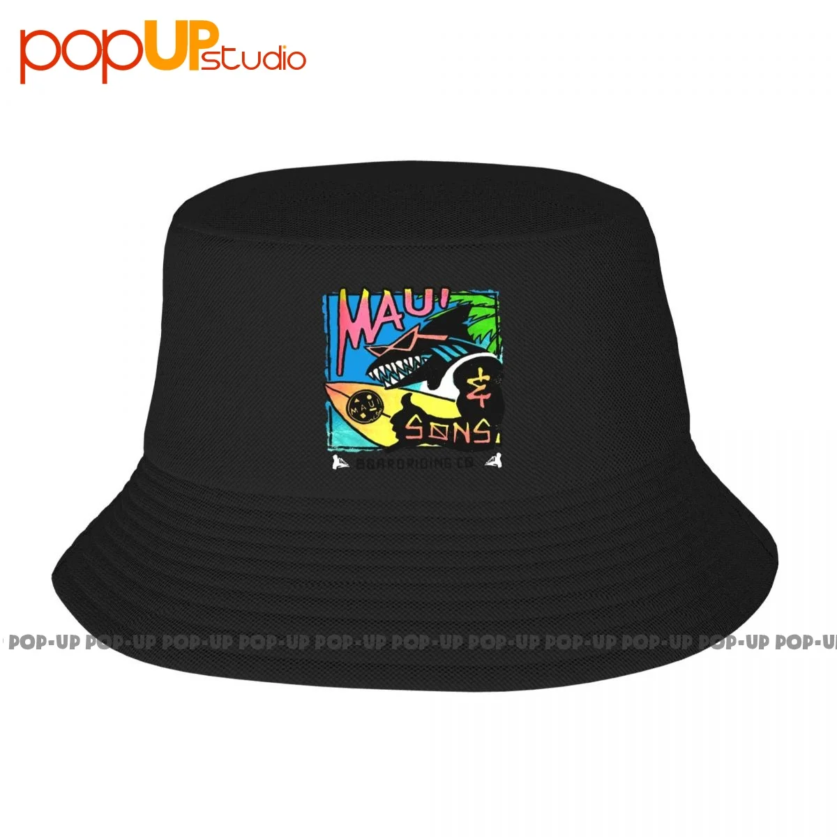 Maui And Sons Surf California Shark Heather Bucket Hat Fisherman Cap