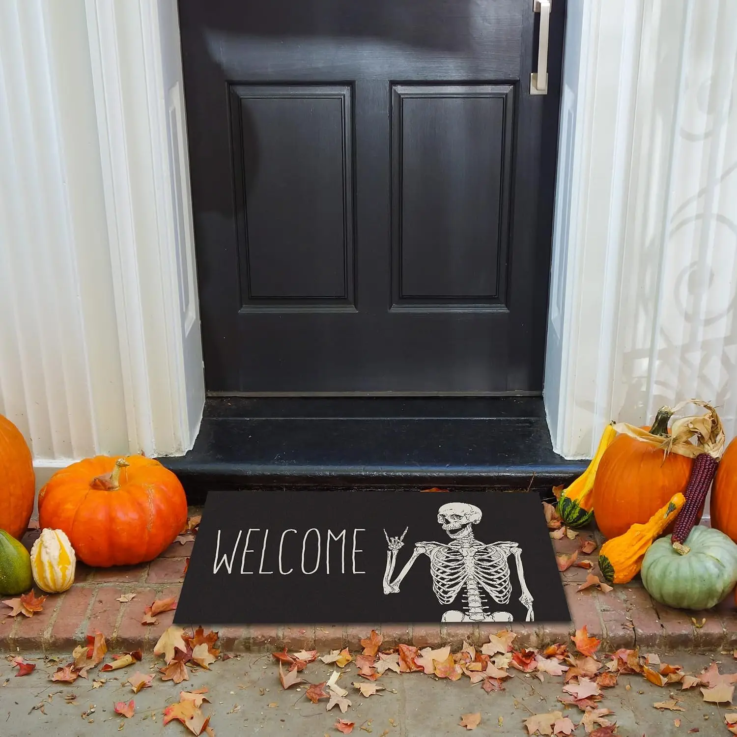 Skull Funny Welcome Doormat Non Slip Indoor Outdoor Entrance Rug Halloween Party Decor Mat Set Gift view 2