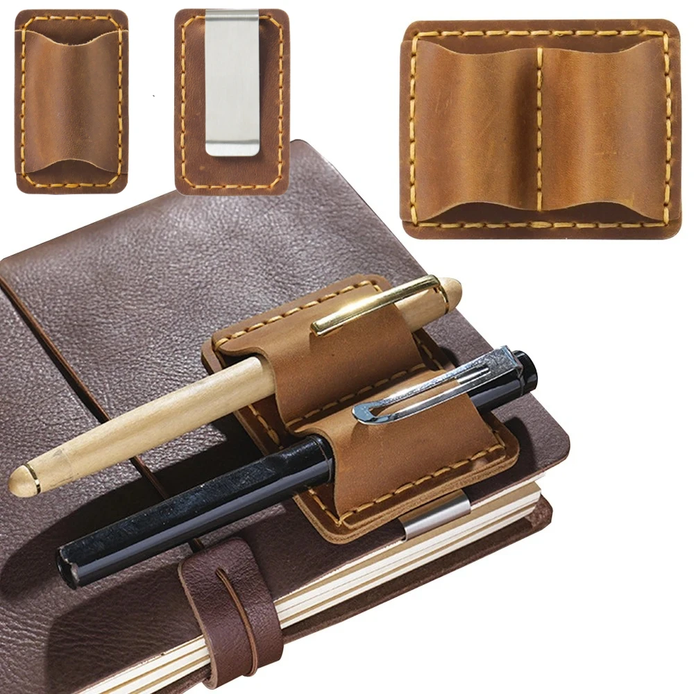 

Vintage Multi-functional Genuine Leather File Folder with Pen Holder Traveler Journal Notebook Organizer