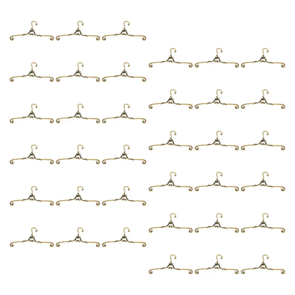 48pcs Mini Metal Coat Hangers, Vintage Style Miniature Wardrobe Display Organizer for Dollhouse & Craft