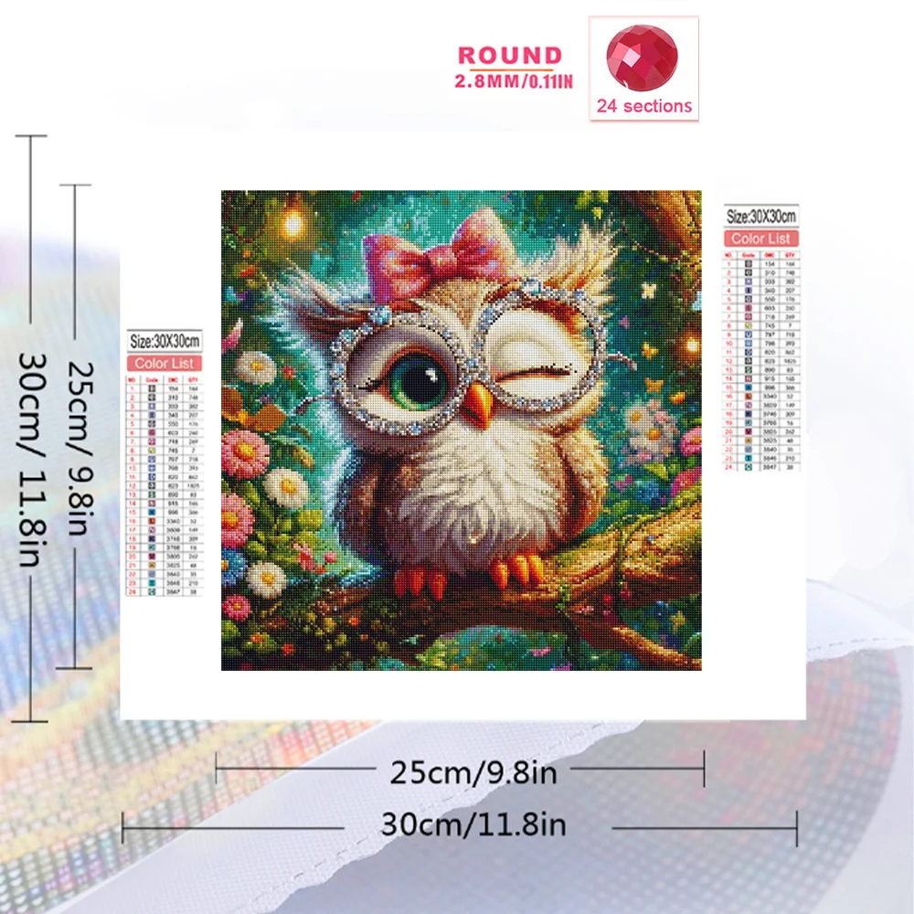 Evershine New Arrival Diamond Mosaic Owl New Collection Animal Painting Cartoon Full Square Round Embroidery Flower Handicraft