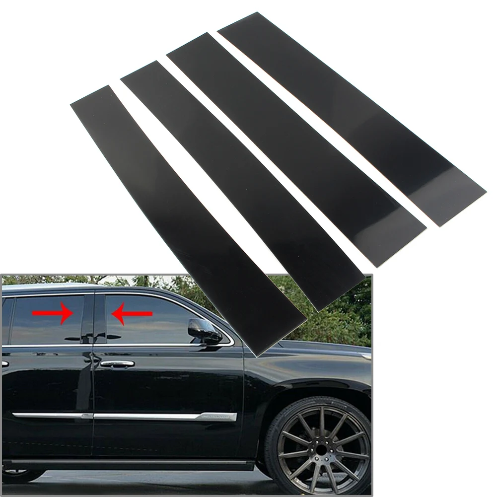 4 Pcs Car Door Window Pillar Posts Panel Decorative Sticker Trim For Cadillac Escalade 2007 2008 2009 2010 2011 2012 2013 2014