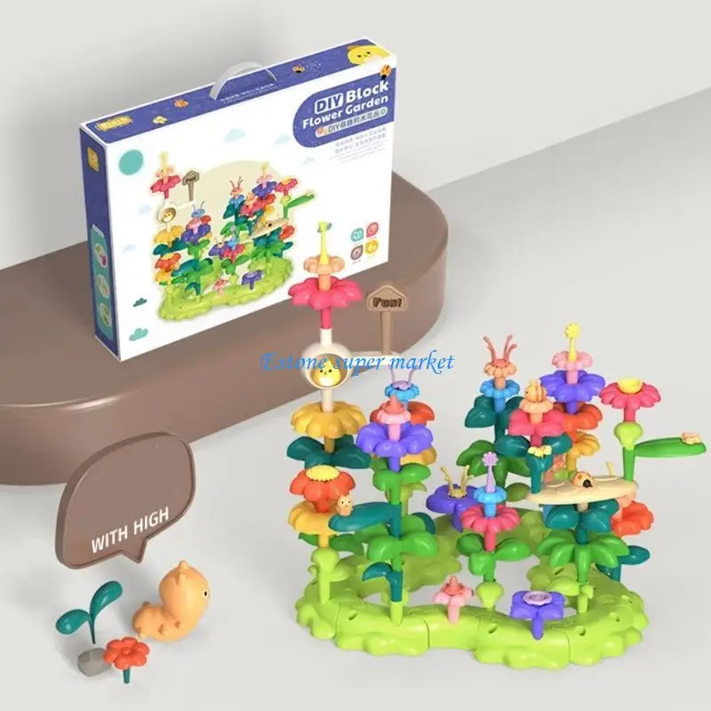 090B Gardening doet alsof speelgoedsteel speelgoedbloembouwsteen stapelspel voor peuterbloemtuin bouwstenen speelgoed