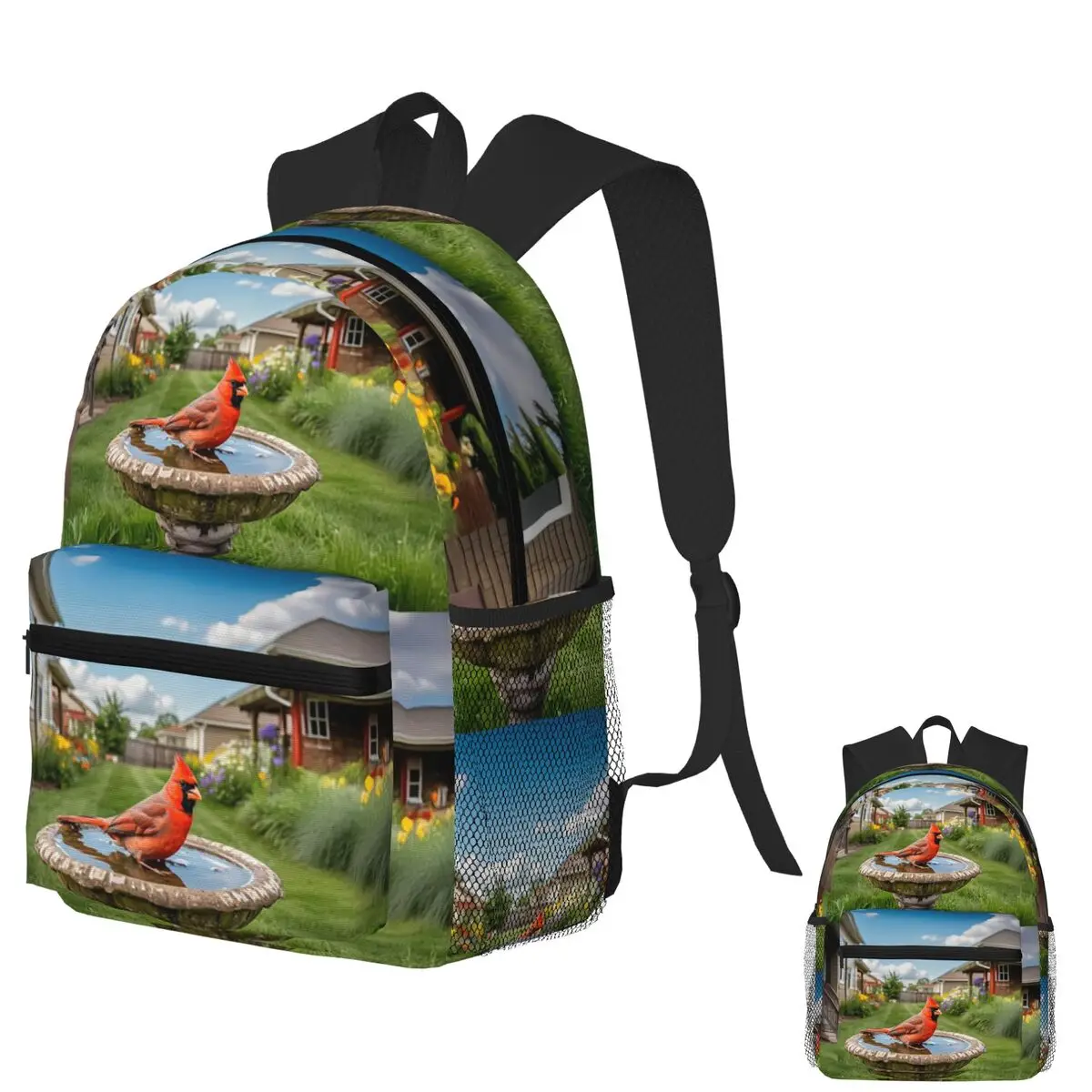 

Red Cardinal Bird Portrait Student Backpack School Bag Hiking Travel Daypack for Men Women Fashion Bookbag Shoulder Bags