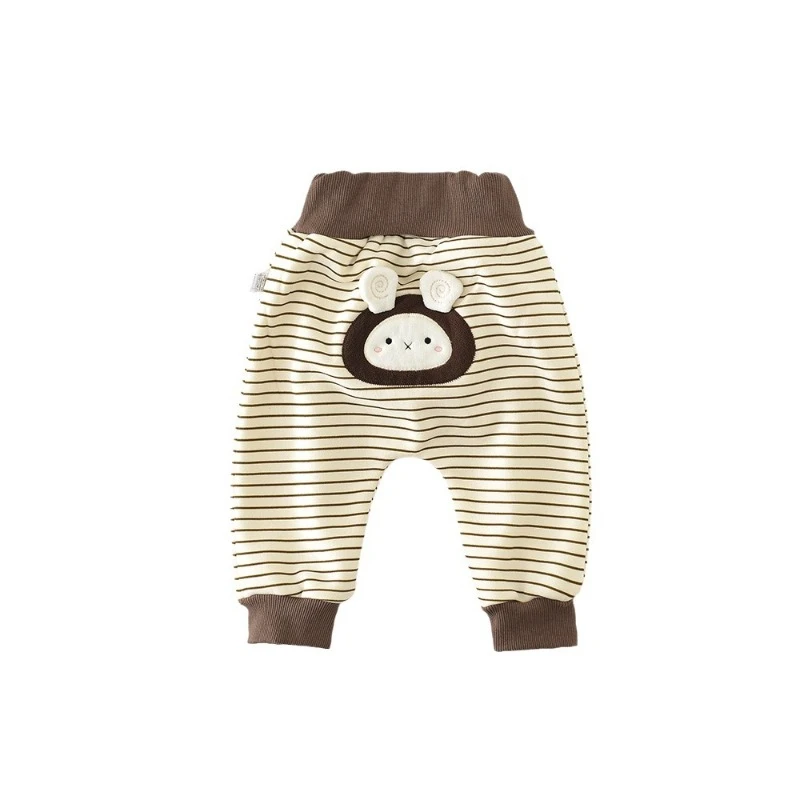 HoneyCherry Baby Winter Trousers Newborn Cartoon Rabbit Striped Harem Trousers Children's Cute Outside Wear Sweatpants