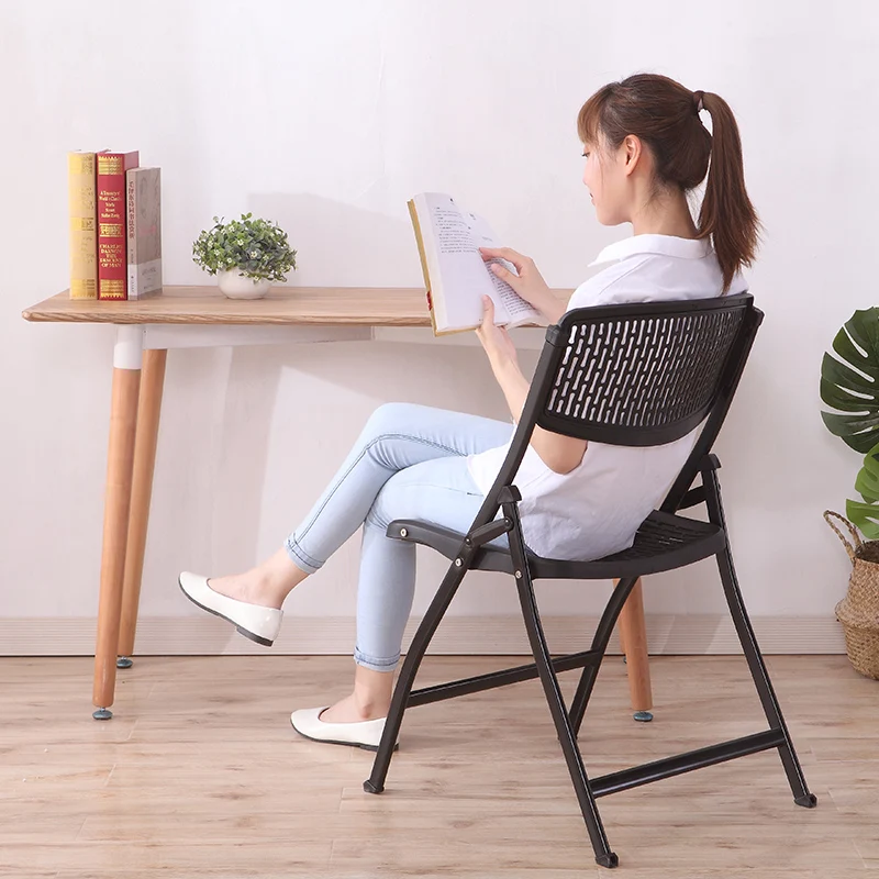 Silla plegable de plástico para entrenamiento, asiento trasero para conferencias, dormitorio escolar, ordenador para eventos, exposición, Banco de respaldo, taburete para el personal