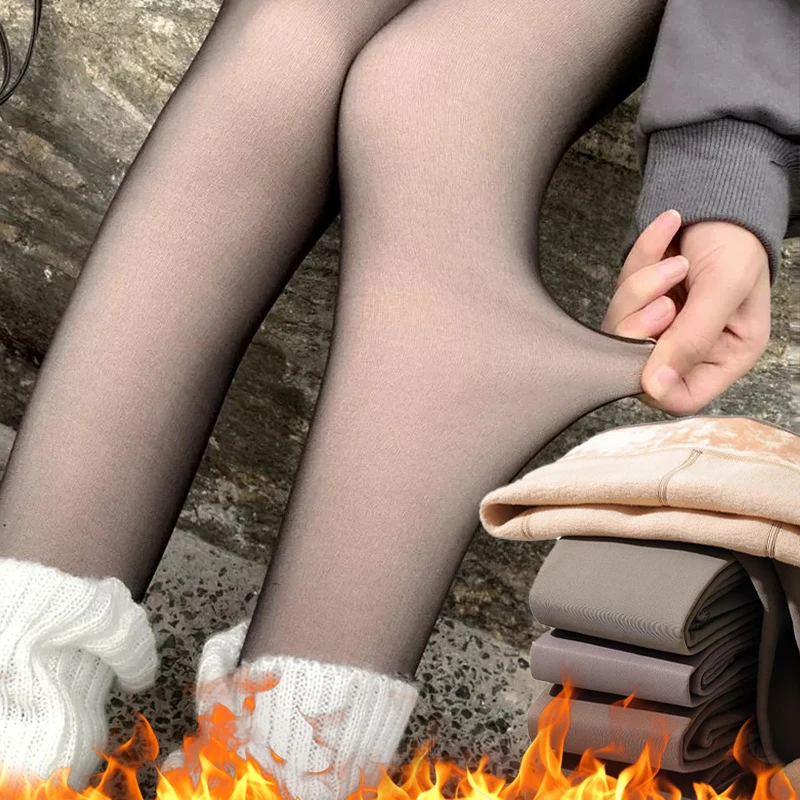 

Зимние теплые утепленные термолеггинсы, изолированные колготки на флисовой подкладке, высокая талия, эластичные толстые плюшевые женские колготки, чулки