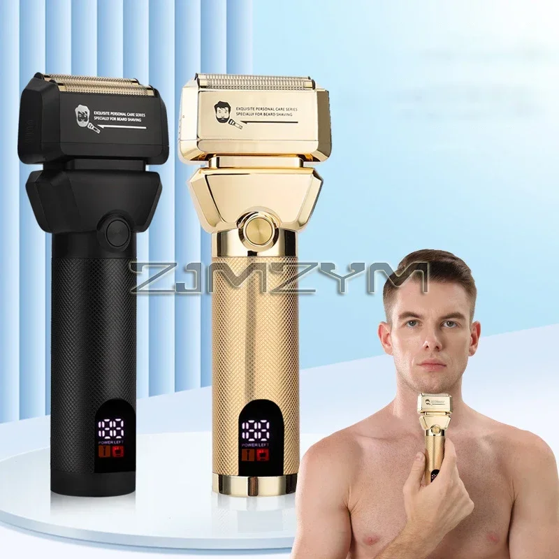 Metal Electric Shaver Reciprocating Twin Blade Double Head USB Charging Men's Razor LCD Display Beard Trimmer