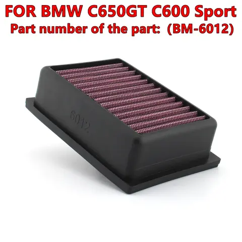 BMW BMW C650GT 2012-2020 BMW C600 스포츠 2012-2018 용 오토바이 세척 가능 에어 필터 부품 번호: BM-6012
