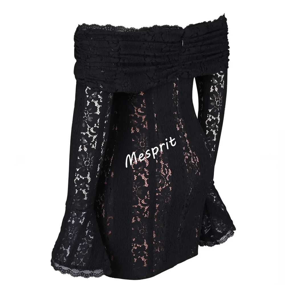 Maßgeschneidertes schulterfreies schwarzes, bezauberndes kurzes Kleid mit Spitzentemperament, maßgeschneidertes Cocktailpartykleid für besondere Anlässe, hohe Qualität