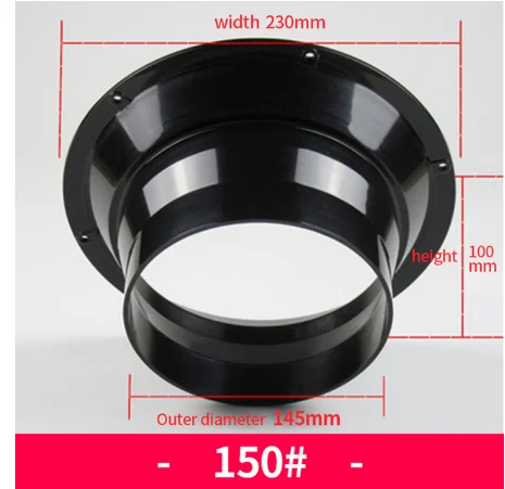 

150-200mm ABS Round Pipe Flange Seat Fresh Air System Air Ventilation for Kitchen Hood Hose Connector Exhaust Duct Vent Hardware