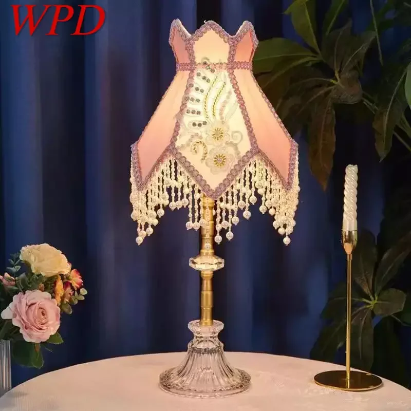 

WPD French Table Lamp American Retro Living Room Bedroom Villa European Pastoral Creative Tassels Desk Light