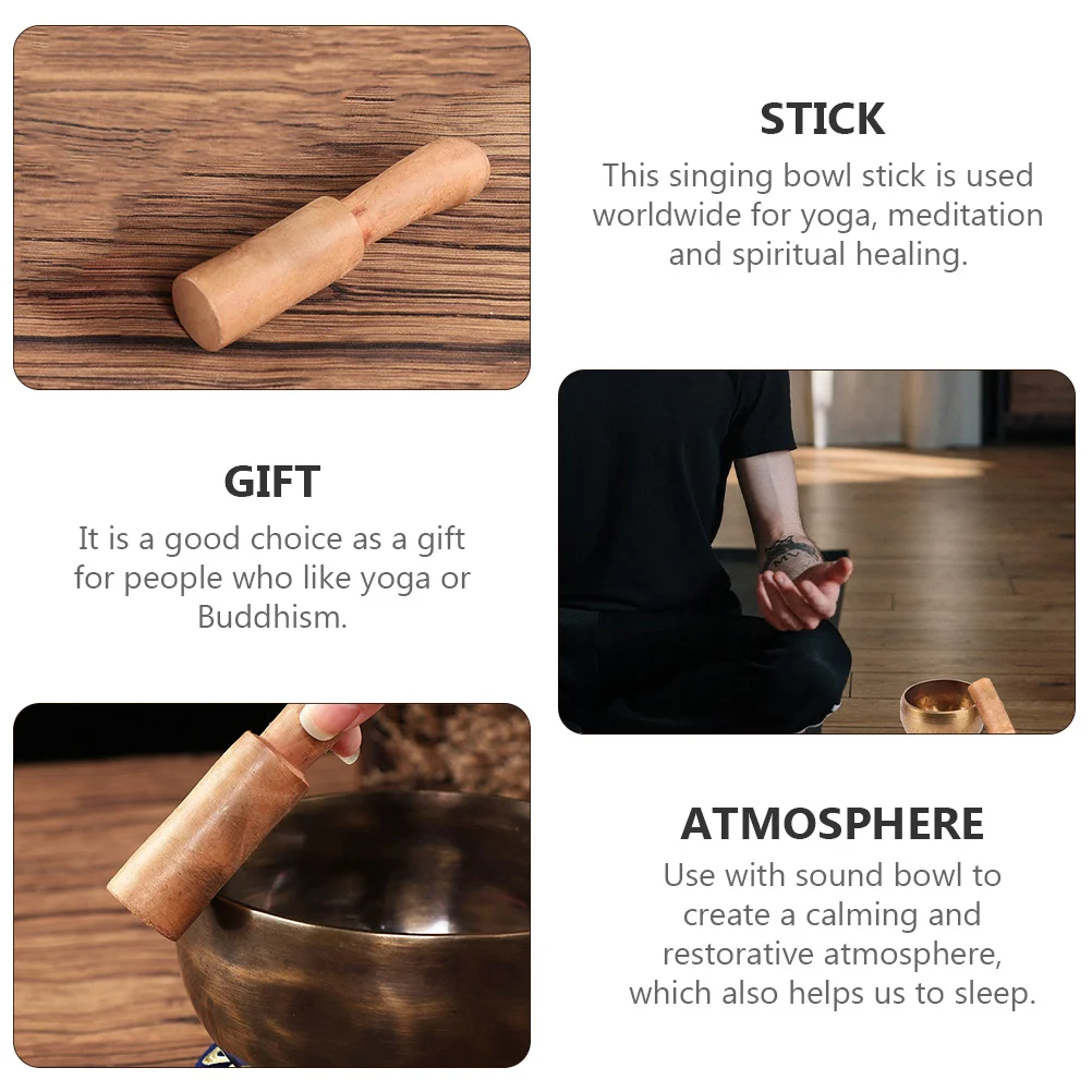 

4 Pcs Hammer Wooden Stick for Sound Hand-made Singing Parts Chanting Bowls