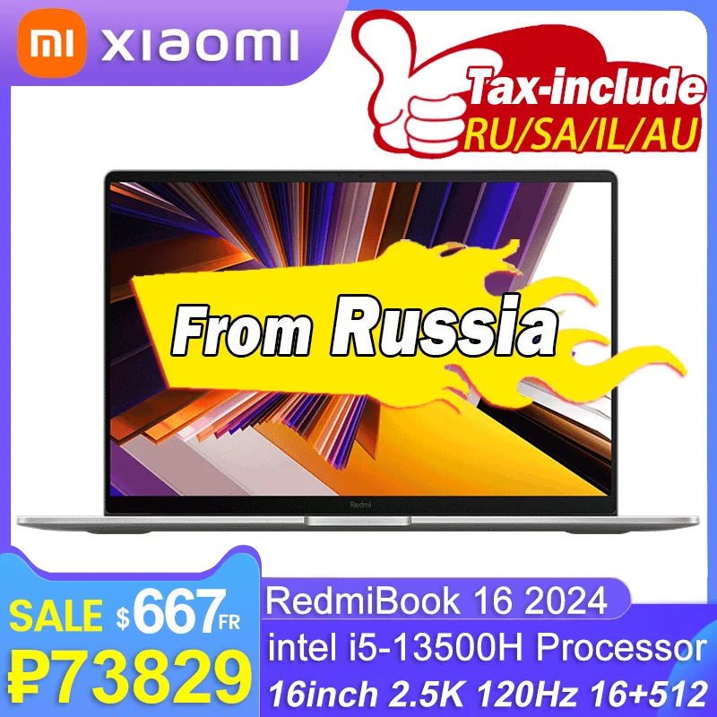 Original Xiaomi Mi Redmi Book 16 2024 intel i5 13500H 16GB RAM 512GB SSD 16inch 2.5K 120Hz Screen JYU4577CN