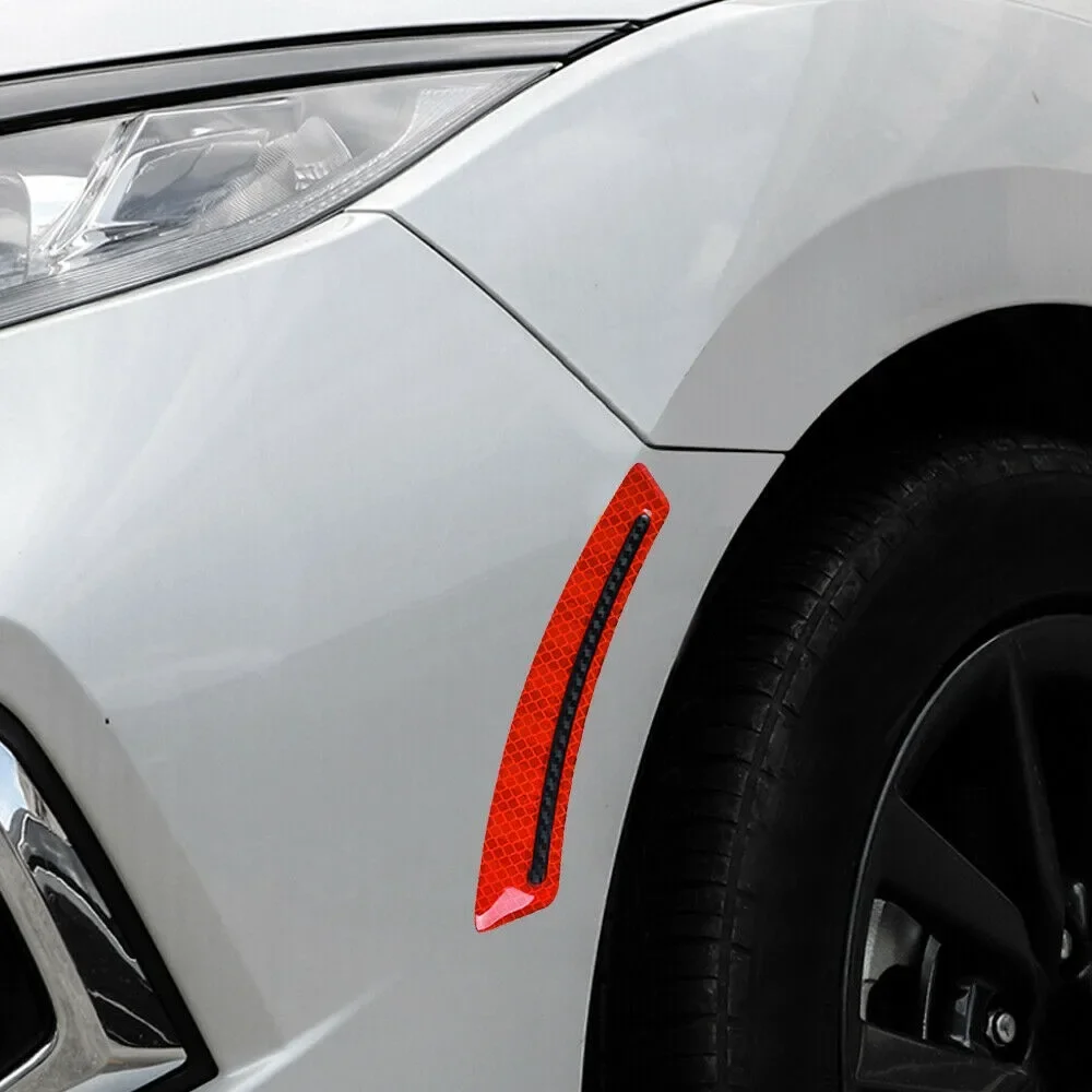 Reflective Carbon Fiber Strip Stickers For Car Wheel Eyebrow Mudguard 2Pcs Set For Vehicle Protection And Visibility