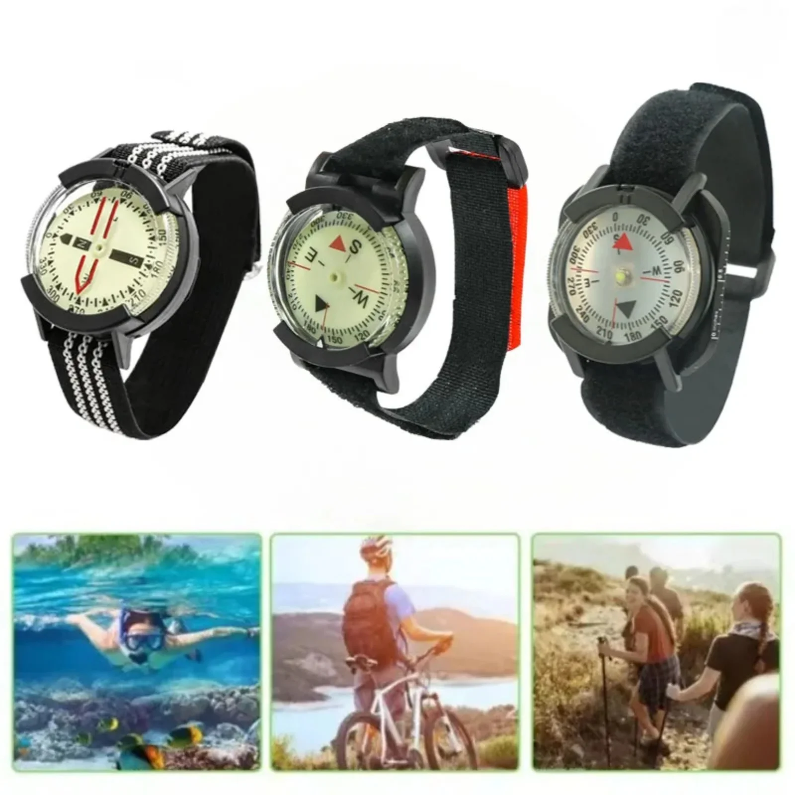 Waterproof Diving Compass Watch High Precision Luminous Night Light Outdoor Wristwatch for Scuba Diving Camping Hiking Adventure