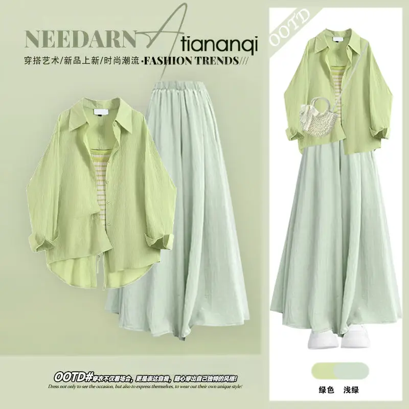 

Women's Fashion Suits 2025 Spring Summer Latest Commuting Elegance Long Sleeved Top Casual Pants Set