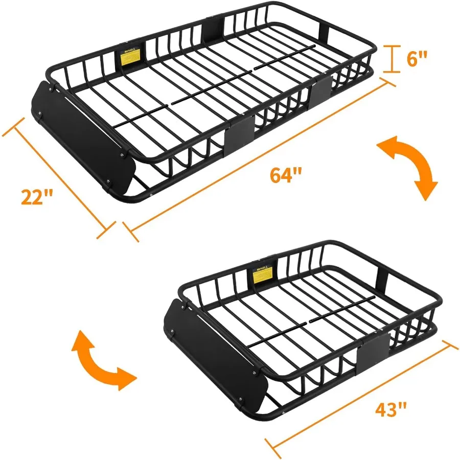 حامل شحن سلة سقف نحيف 64 × 23 × 4 مع بناء فولاذي عالي التحمل لآمن للسيارات على السطح العلوي R #3