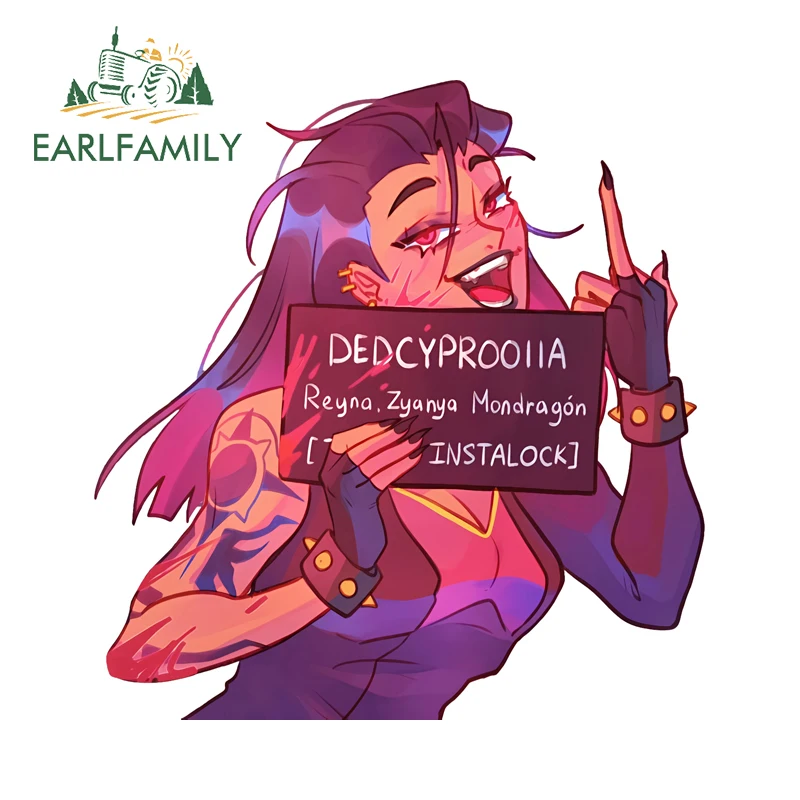 

EARLFAMILY Vampire Middle Finger Car Stickers Waterproof VALORANT Car JDM Decals Suitable for Computer Occlusion Scratch Decor