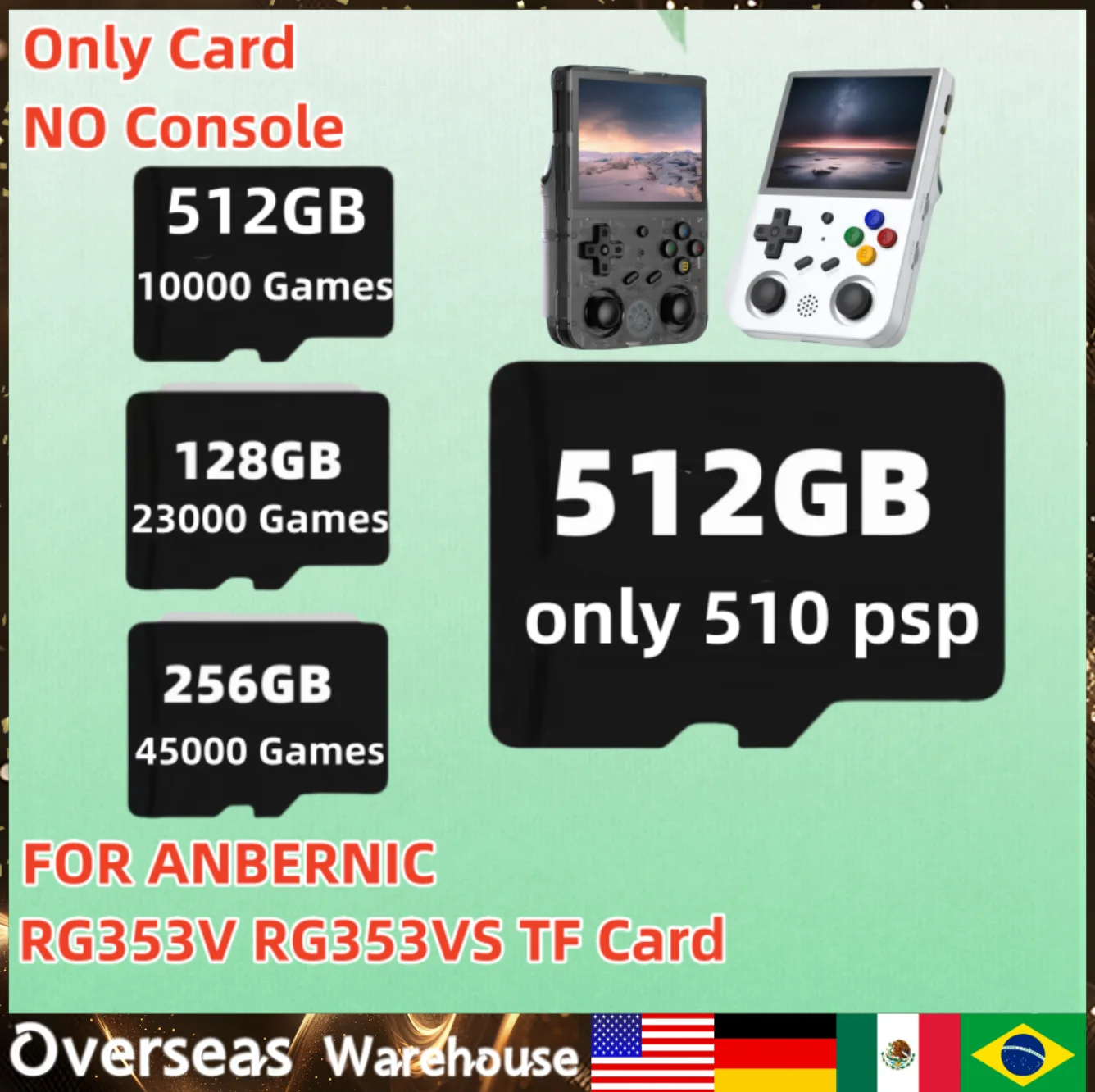 

For ANBERNIC RG353V RG353VS TF Card Preloaded Games Retro Handheld Game card PSP DC SS PS1 NDS100K Games Memory Card 512G