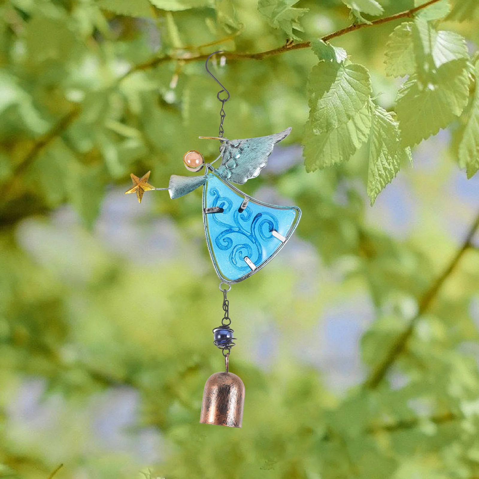 

Angel Wind Chime Glass Painted Hanging Decor Bell Unique Design Outdoor Balcony Garden Soothing Sound Creative Art