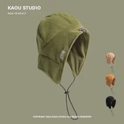 Autumn Winter Outdoor Skiing Pilot Hat Men Women Velvet Warm Ear Protection Windproof Thunder Front Hat Cycling Cold Bomber Hat