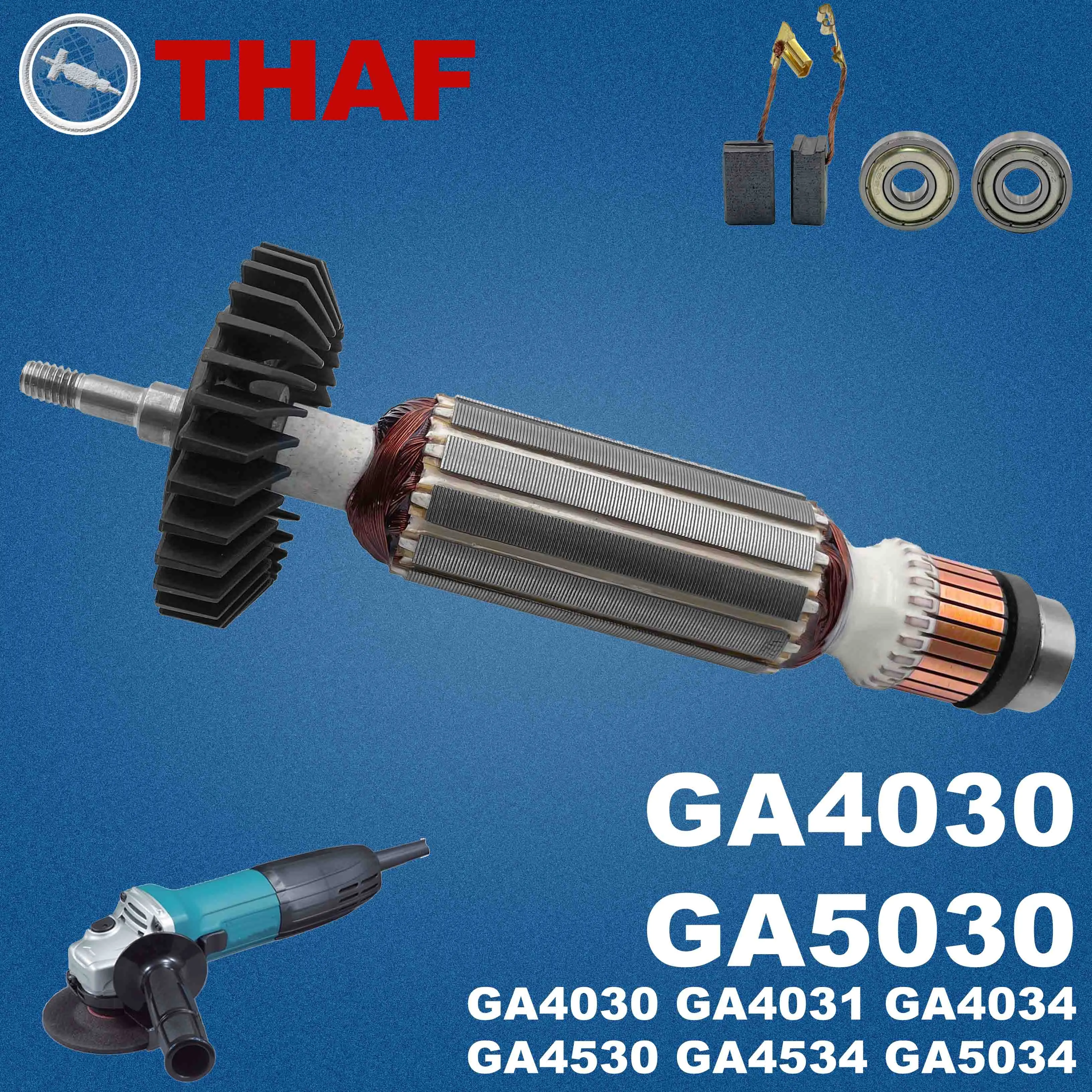 AC 220V 240V GA4030 GA4530 GA5030 Armadura Rotor para MAKITA GA4031 GA4034 GA4534 GA5034 PJ7000 Combi Rebarbadora Peças de reposição Esmerilhadeira GA4530R 510140-1