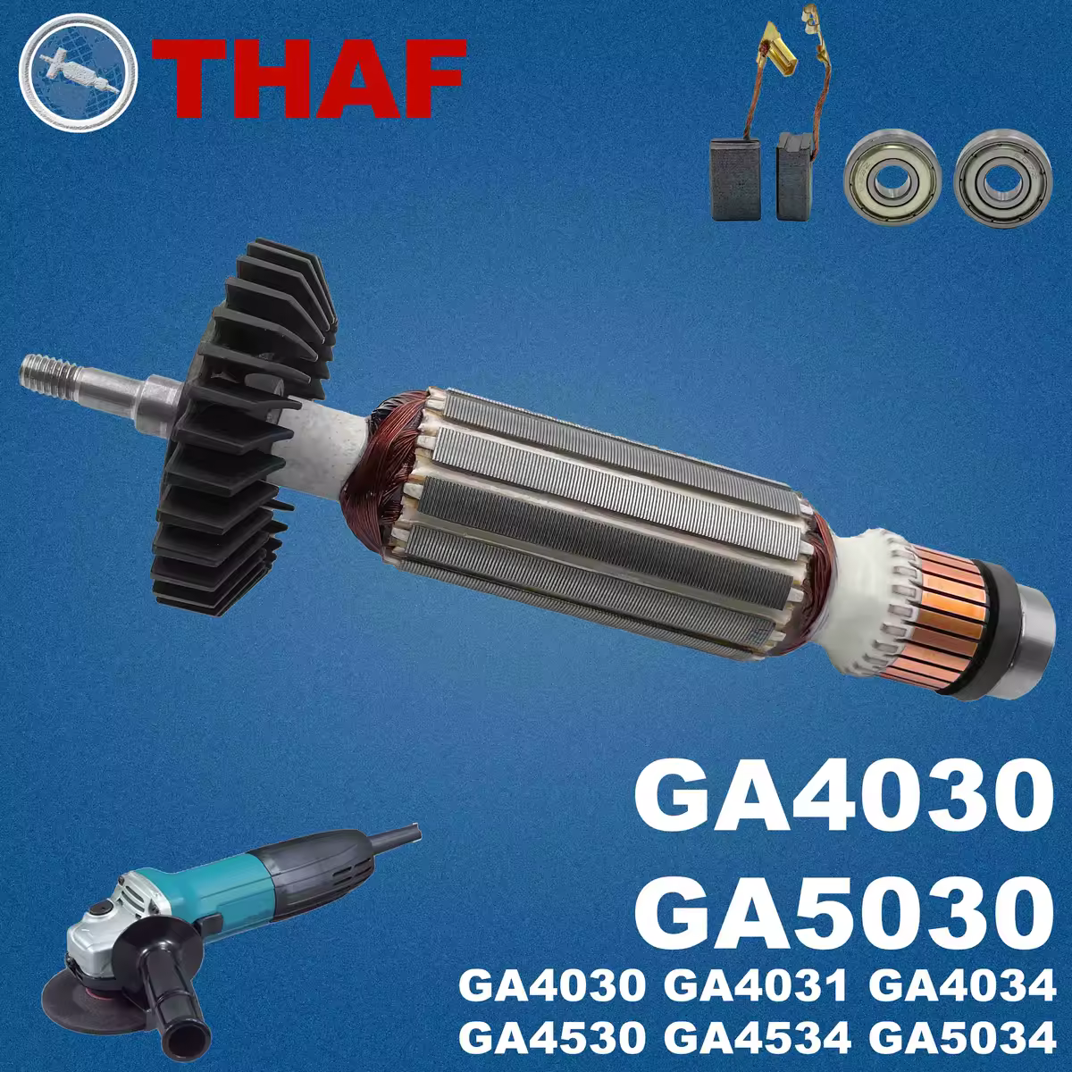 AC 220V 240V GA4030 GA4530 GA5030 Armature Rotor For MAKITA GA4031 GA4034 GA4534 GA5034 Angle Grinder Spare Parts GA4530R