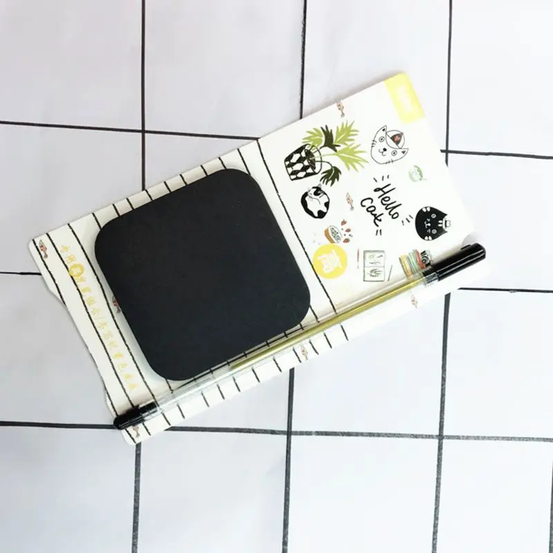 กระดาษโน้ตสีดำ 50 แผ่นพร้อมชุดปากกาเรืองแสงสำหรับ Creative Office Statio