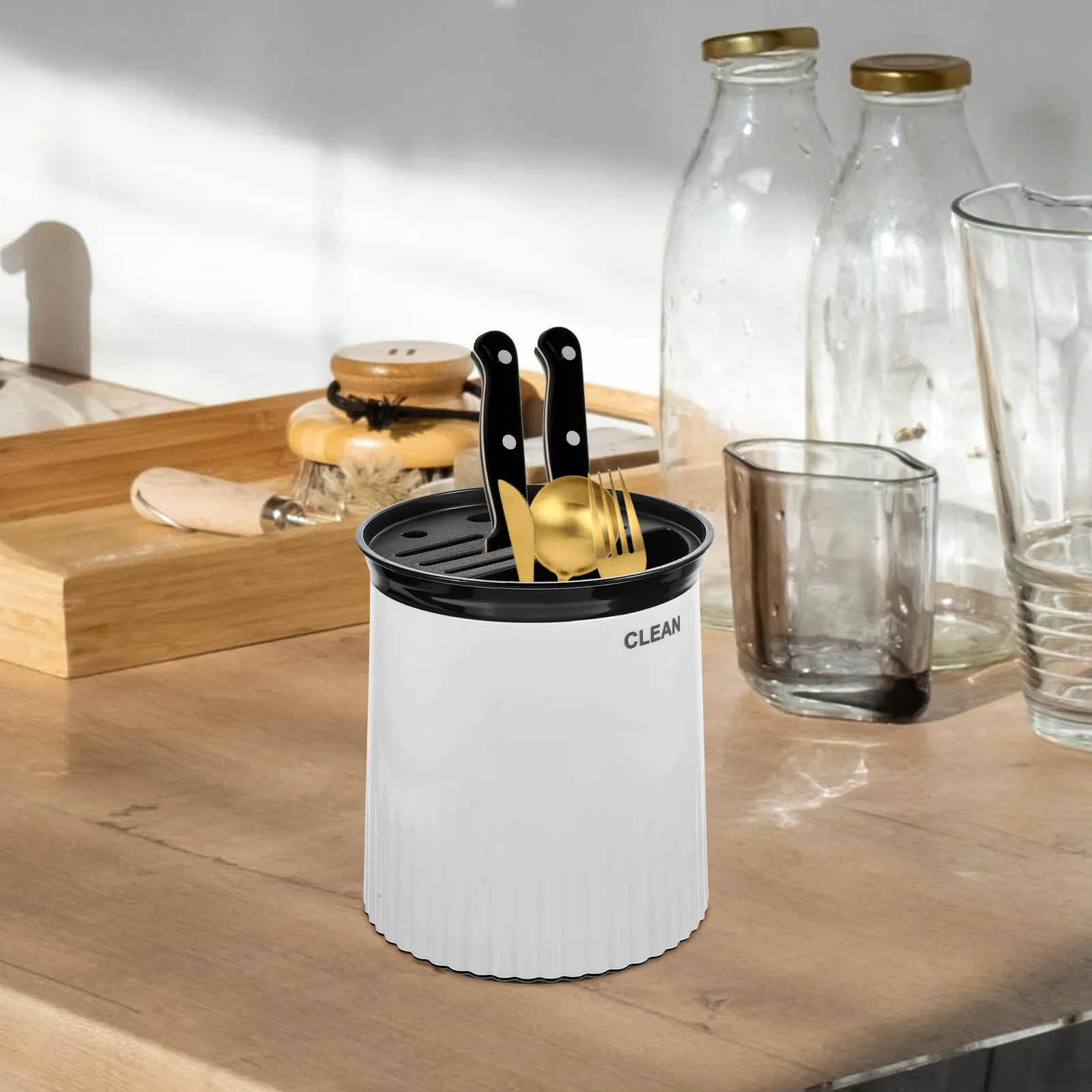 

360 Degree Kitchen Utensil Holder Dish Drain Kitchen Gadget Chopstick Rack Multi Purpose Storage Container