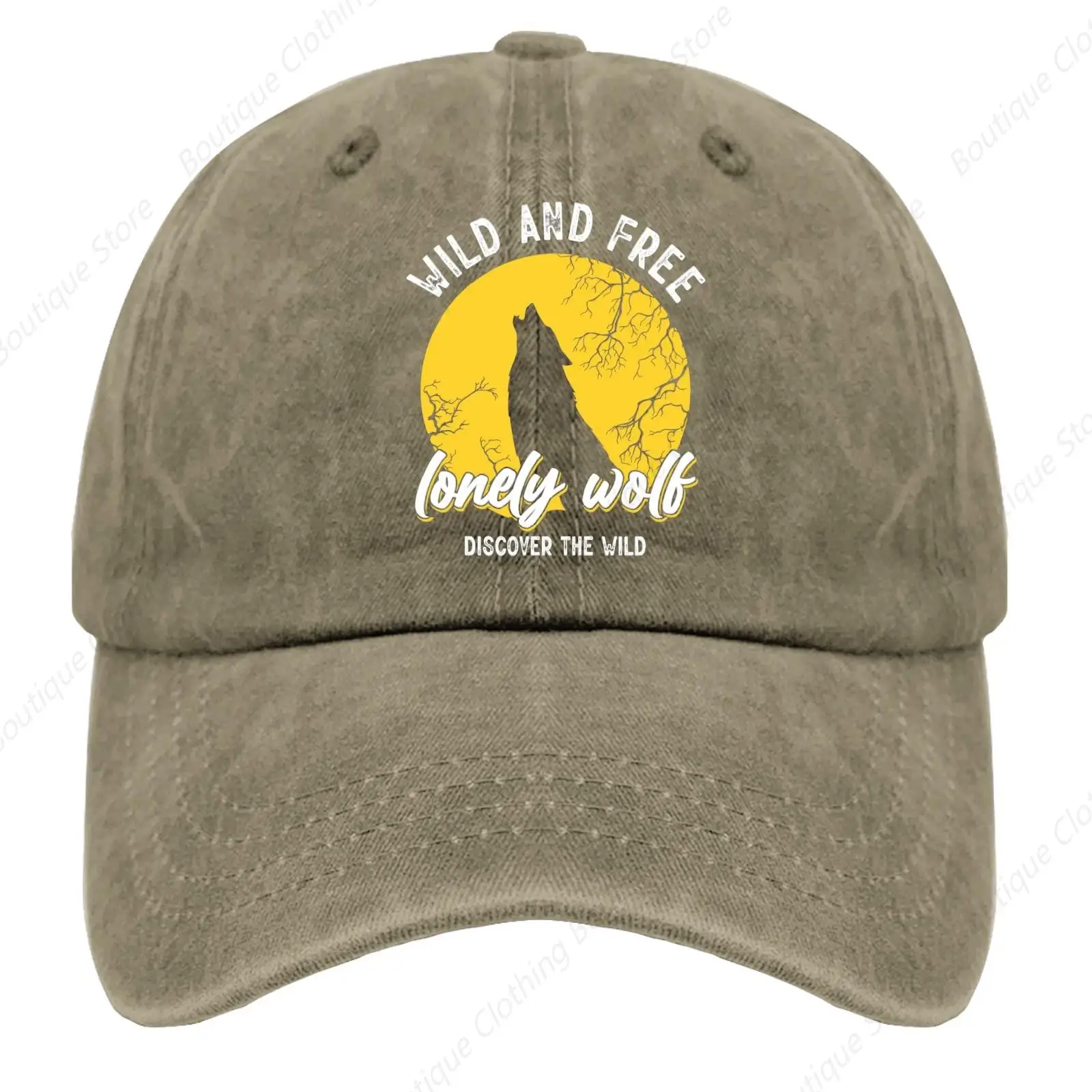 Cap Wild and Free Lonely Wolf Discover The Wild Baseball Cap, Graphic Caps for Men