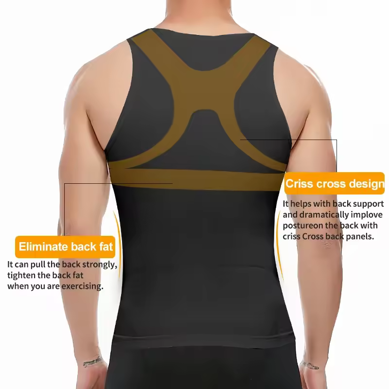 Mens Slimming Body Shaper Shapewear Abs Abdomen Compression Shirt to Hide Gynecomastia Moobs Workout Tank Tops Undershirts - Image 4