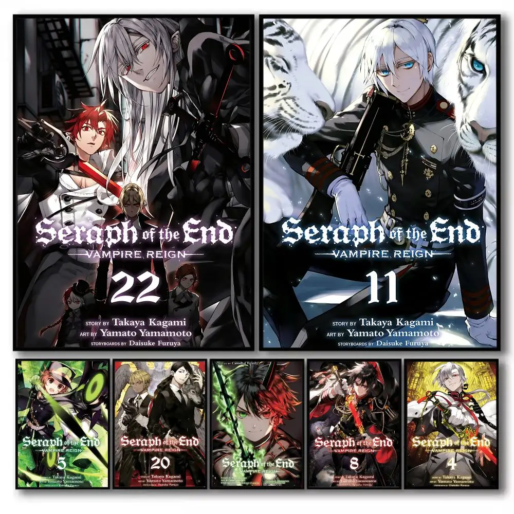 S-Seraph of the End Anime Poster Stickers Self-Adhesive Painting Mural Decor Wall Decals for Bedroom Living Room Home HD Gift