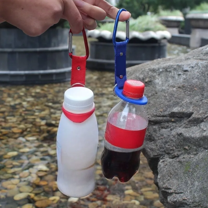 Mountaineering buckle water bottle with beverage bottle hanging rope, outdoor water bottle short strap