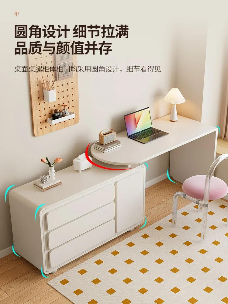 Cream wind corner computer desk chest integrated bedroom student learning household rotating dresser type l