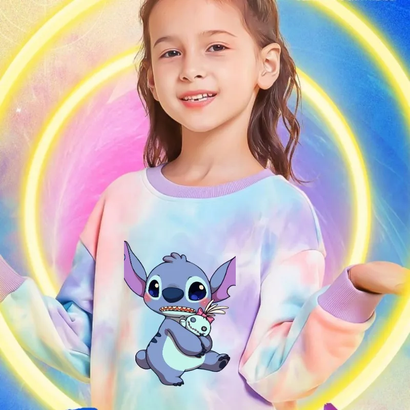 Disney Lilo & stitch bambini maglione girocollo Anime Stitch felpe con cappuccio Cartoon primavera autunno Crew felpa felpe abbigliamento per bambini