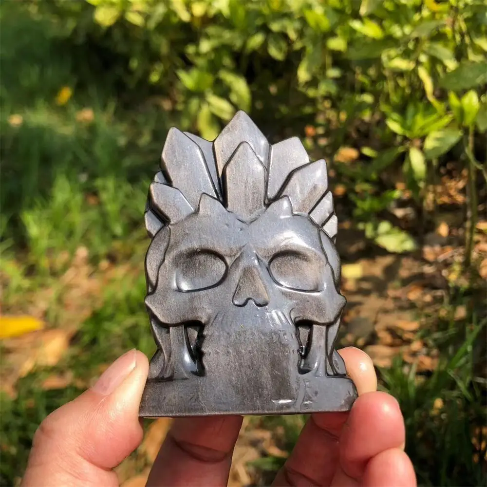 Natural Trolleite Nine-tailed Fox Carving Cartoon Stones Healing Polished Ornaments Home Decoration 1PCS