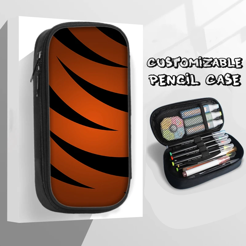 21cm X 10cm Tiger Stripe Pattern Pencil Case Large Capacity Stationery Special School Supplies Student Gift Pretty Stationery