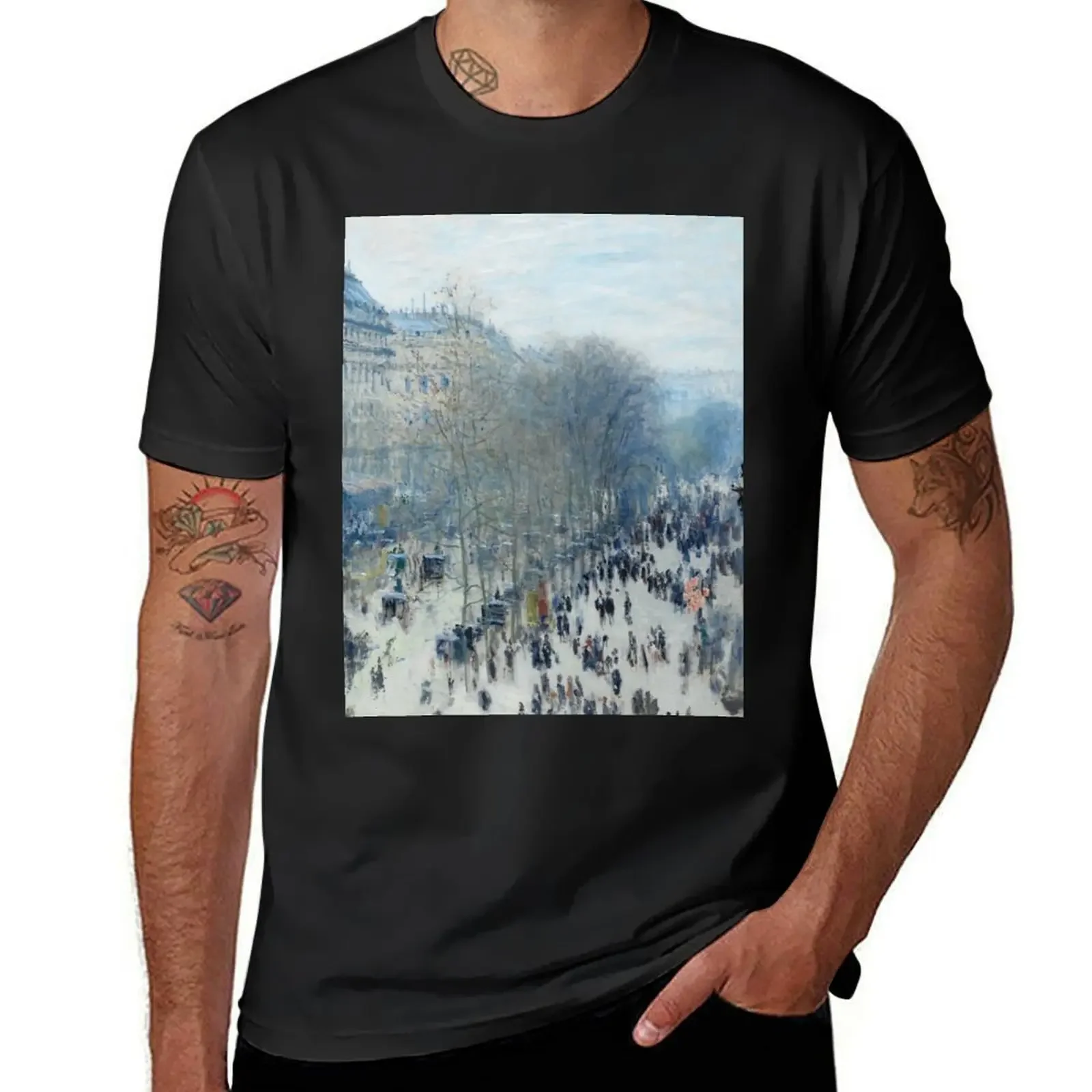 HD. Boulevard des Capucines, by Claude Monet. HIGH DEFINITION T-Shirt graphic tee shirt Blouse mens graphic t-shirts hip hop