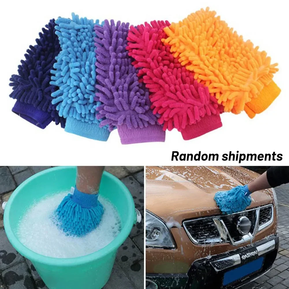 

1x Useful Car Wash Gloves Microfiber Washing Wiper Vehicle Cleaning Towel Anti Scratch Auto Dust Washer Gloves Random Colors