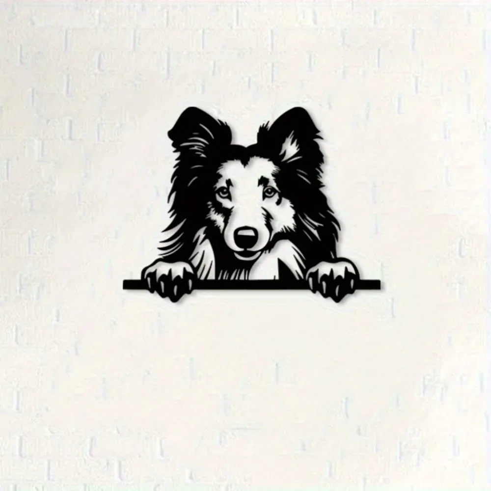 CIFBUY Shetland Sheepdog Metal Wall Art Rustic Iron Dog Silhouette Living Room Pet Area Outdoor Home Hanging Decoration