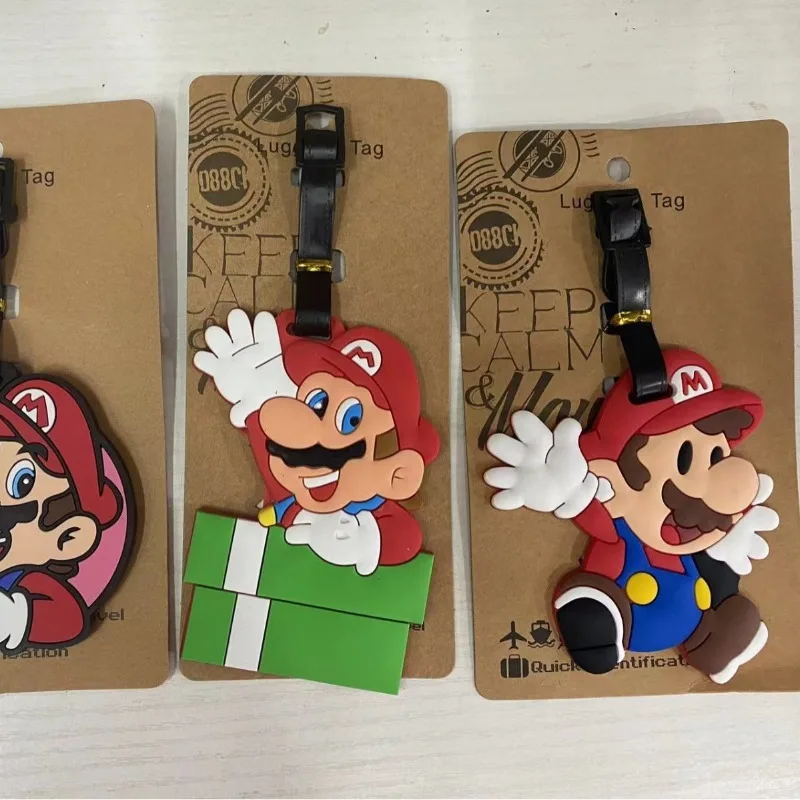 게임 마리오 귀여운 수하물 태그 액세서리 실리카겔 여행가방 ID 주소 홀더 수하물 태그 장식 장난감