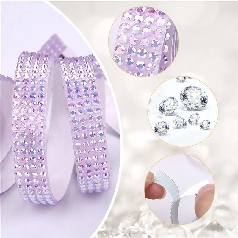 91 سنتيمتر عودة ذاتية اللصق حجر الراين ملصق الشريط قطاع هلام اللون الماس للفنون/الحرف DIY بها بنفسك الحدث أحذية هاتف السيارة ديكور #4