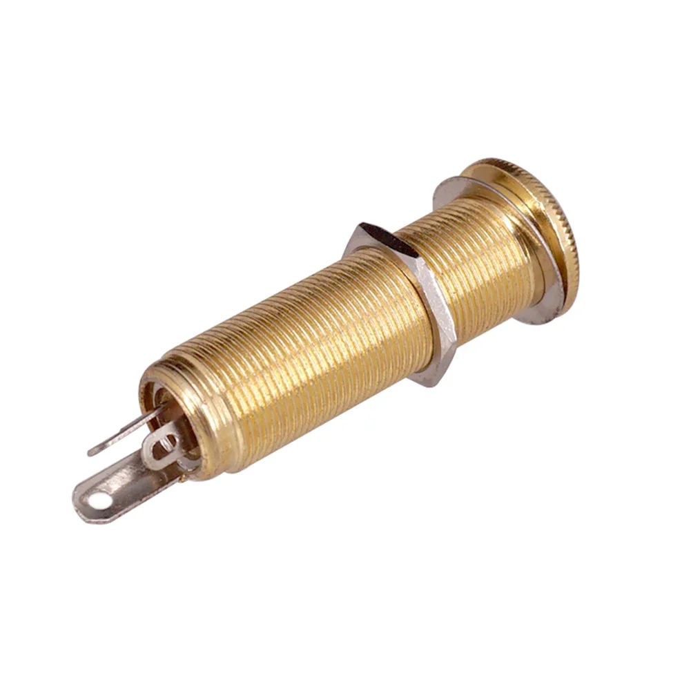 Electric Guitar Bass 6.35mm Socket Stereo 1/4 Inch Output Jacks Socket Plug Brass Straight Ribbed Tube Style Jack Anti-noisy